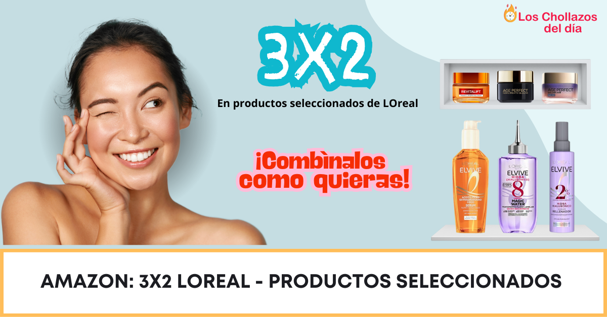 Descubre el 3x2 en productos de L’Oréal en Amazon.