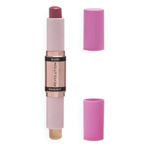 Makeup Revolution, Barra de Colorete e Iluminador, Mauve Glow, Colorete para el Rostro e Iluminador, 4.3g