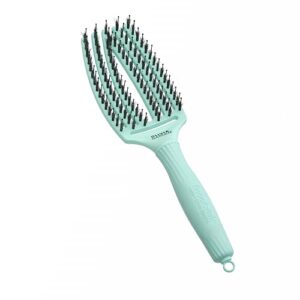 Olivia Garden Fingerbrush Care Iconic – Talla Media – Menta – Cepillo desenredante con Cerdas de jabalí y nylon para un brillo y un peinado definitivos