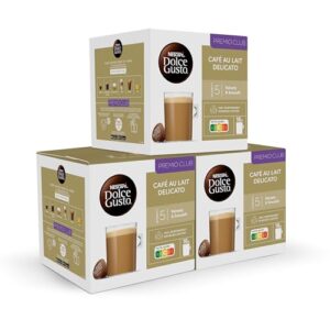 NESCAFÉ Dolce Gusto Café con Leche delicato- 48 cápsulas, Tueste medio con notas sutiles a caramelo (3 pack x 16)