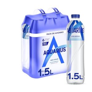 Aquarius Zero Azúcar Limón – Bebida funcional con sales minerales, sin azúcar – botella 1,5L – Pack de 6